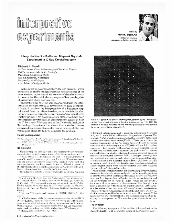 PDF) Interpretation of a Patterson Map-A Dry-Lab Experiment in X