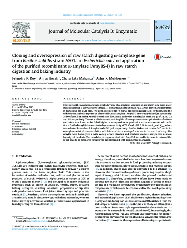 (PDF) Cloning and overexpression of raw starch digesting -amylase gene ...