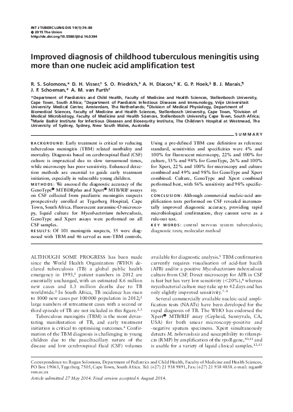 (PDF) Improved diagnosis of childhood tuberculous meningitis using more ...