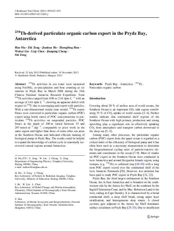 (PDF) 234Th-derived particulate organic carbon export from an island ...