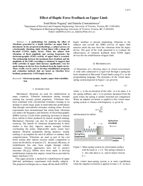 (PDF) Effect of Haptic Force Feedback on Upper Limb