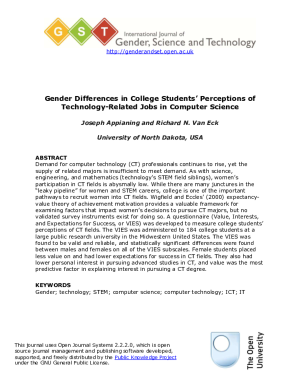 (PDF) Gender Differences in College Students' Perceptions of Technology ...