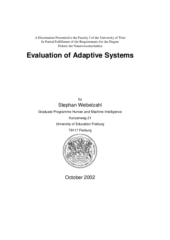 (PDF) Evaluation of Adaptive Systems