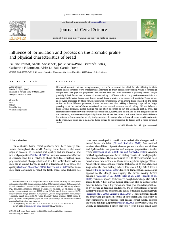 (PDF) Influence of formulation and process on the aromatic profile and ...