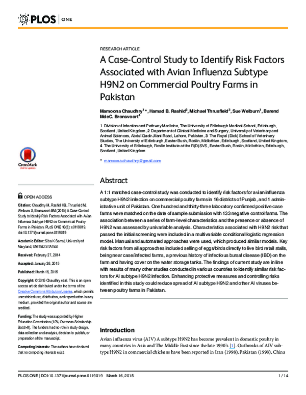 (PDF) A Case-Control Study to Identify Risk Factors Associated with ...