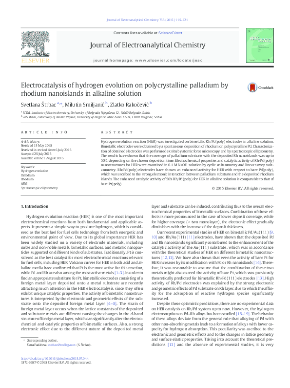 (PDF) Electrocatalysis of hydrogen evolution on polycrystalline ...