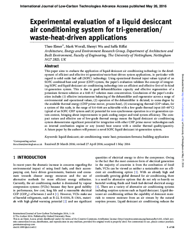 (PDF) Experimental evaluation of a liquid desiccant air conditioning ...
