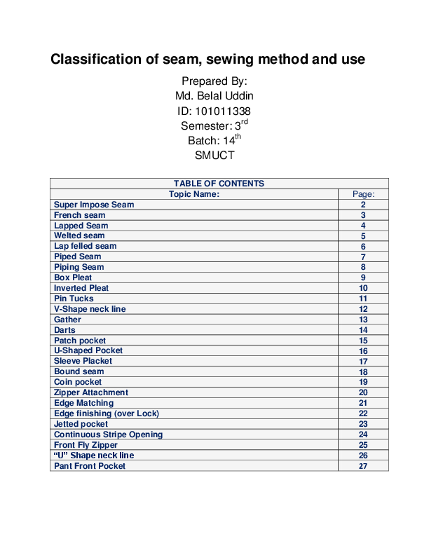 (PDF) Classification of seam, sewing method and use Md.Belal Uddin