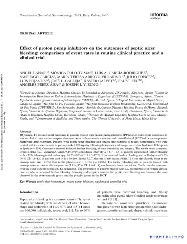 (PDF) Effect of proton pump inhibitors on the outcomes of peptic ulcer ...