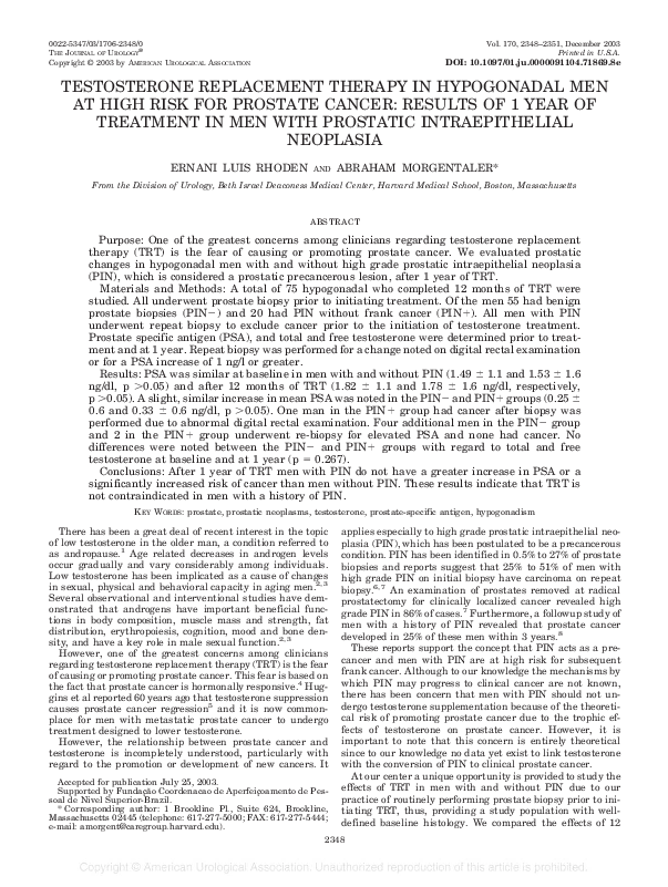(PDF) Testosterone Replacement Therapy in Hypogonadal Men at High Risk ...
