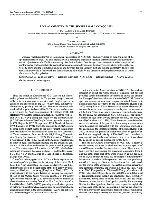 (PDF) Line Asymmetry in the Seyfert Galaxy NGC 3783