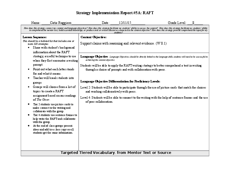 (DOC) SIR RAFT Catie Ruggiero Academia.edu