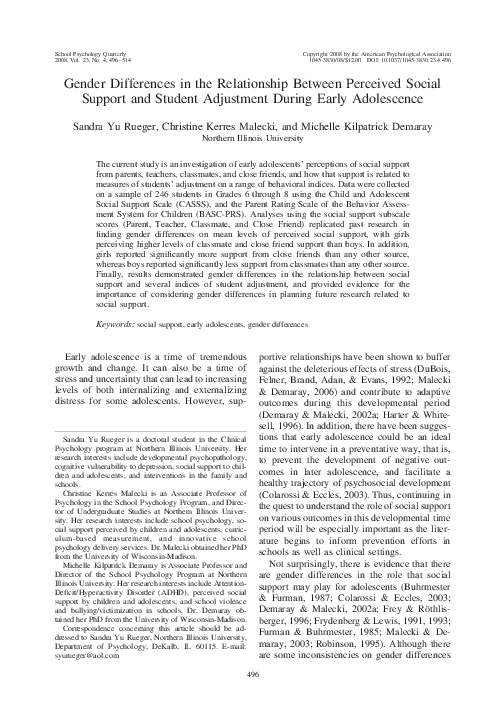 (PDF) Gender differences in the relationship between perceived social ...