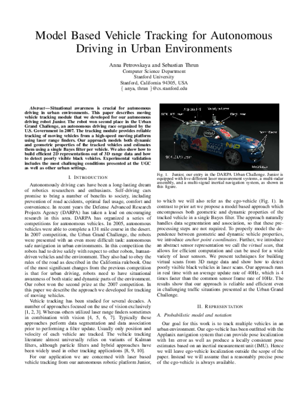 (PDF) Model Based Vehicle Tracking for Autonomous Driving in Urban ...