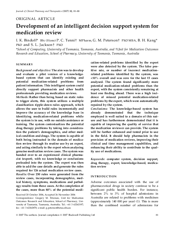 (PDF) Development of an intelligent decision support system for ...