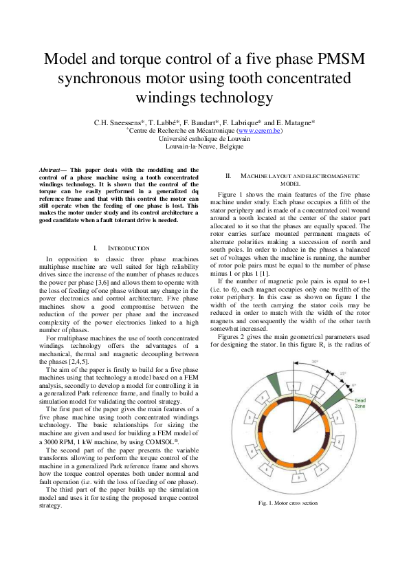 (PDF) Modelling and torque control of a five-phase permanent-magnet ...