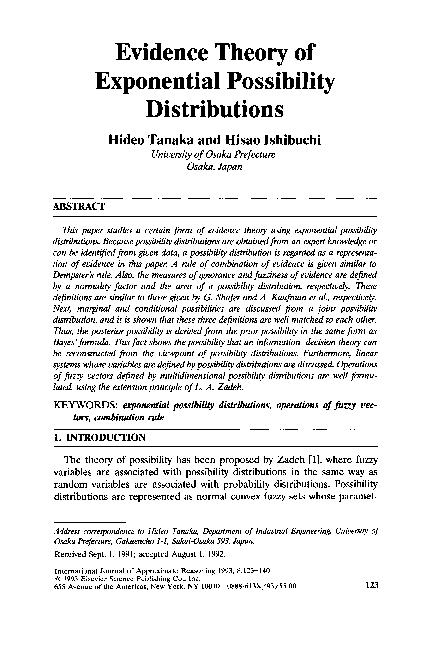 (PDF) Evidence theory of exponential possibility distributions