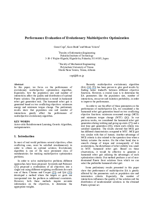 (PDF) Performance evaluation of evolutionary multiobjective ...