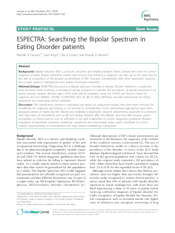 (PDF) ESPECTRA: Searching the Bipolar Spectrum in Eating Disorder patients