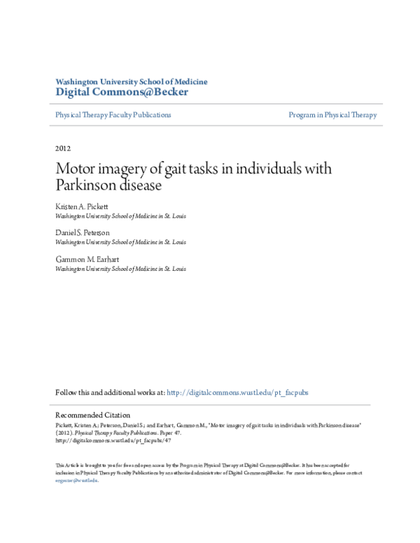 (PDF) Motor imagery of gait tasks in individuals with Parkinson disease
