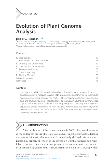 (PDF) Evolution of Plant Genome Analysis