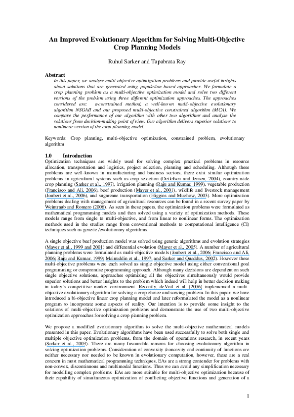 (PDF) An improved evolutionary algorithm for solving multi-objective ...
