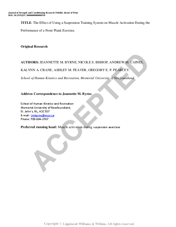 (PDF) The Effect of Using a Suspension Training System on Muscle