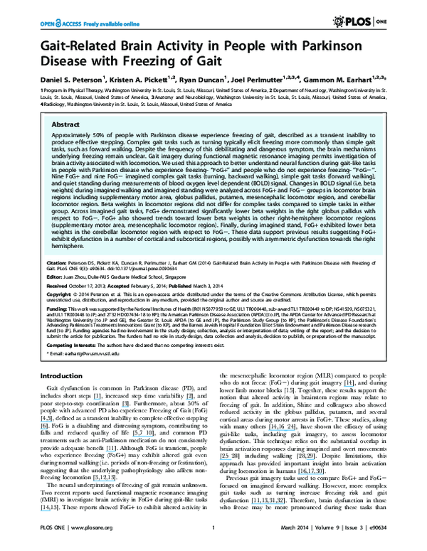 (PDF) Gait-Related Brain Activity in People with Parkinson Disease with ...