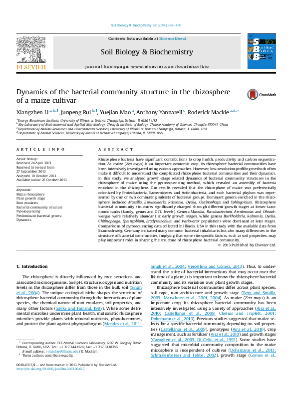 (PDF) Dynamics of the bacterial community structure in the rhizosphere ...