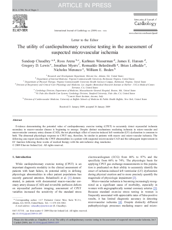 (PDF) The Utility of Cardiopulmonary Exercise Testing in Determining ...