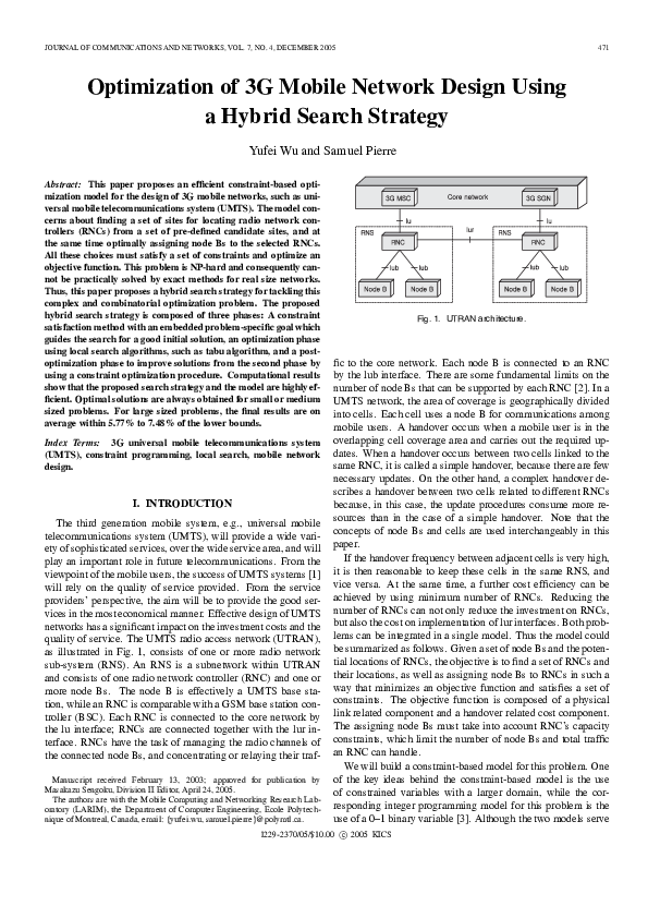 (PDF) Optimization of 3G mobile network design using a hybrid search ...