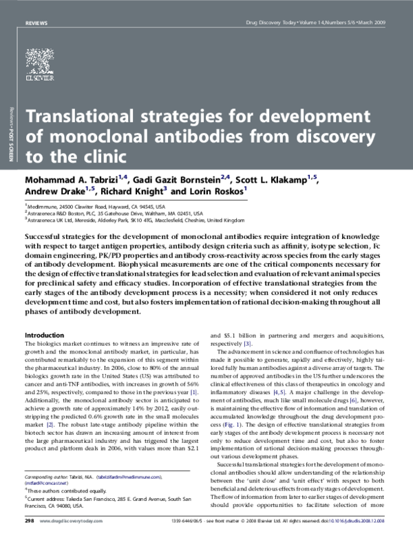 (PDF) Translational strategies for development of monoclonal antibodies ...