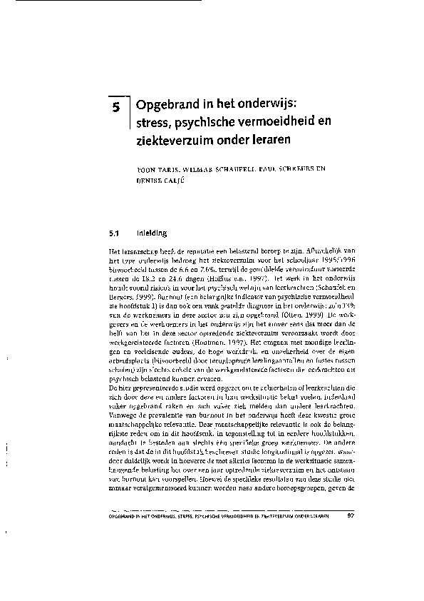 (PDF) Opgebrand in het onderwijs stress, psychische vermoeidheid en ziekteverzulm