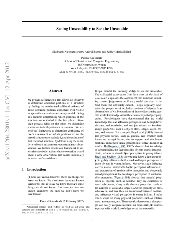 (PDF) Seeing Unseeability to See the Unseeable