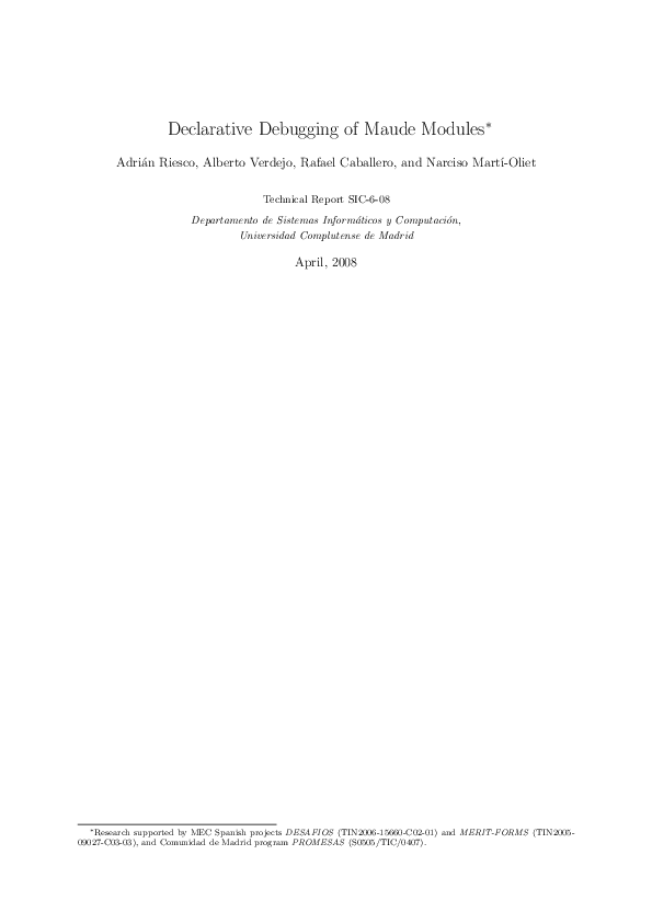 (PDF) Declarative Debugging of Maude Modules