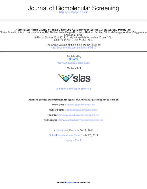 (PDF) Automated Patch Clamp on mESC-Derived Cardiomyocytes for ...