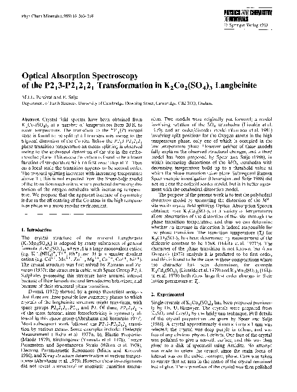 (PDF) Optical absorption spectroscopy of the P213-P212121 ...
