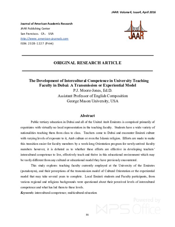 (PDF) The Development of Intercultural Competence in University ...