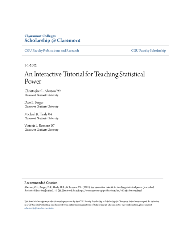 (PDF) An interactive tutorial for teaching statistical power