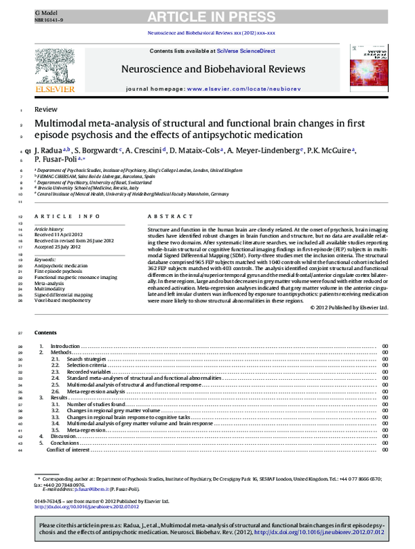 (PDF) Multimodal meta-analysis of structural and functional brain ...