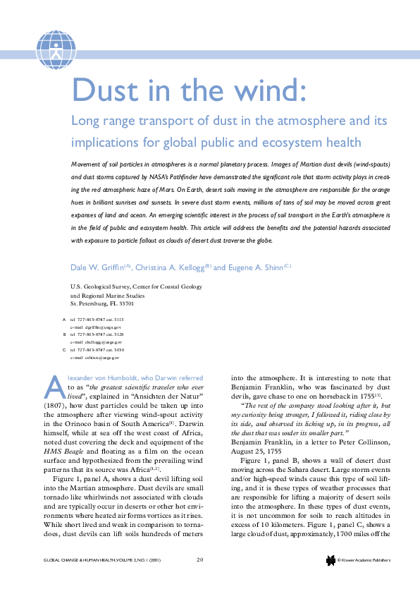 (PDF) Dust in the wind: Long range transport of dust in the atmosphere ...