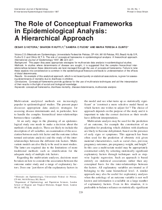 (PDF) The Role of Conceptual Frameworks in Epidemiological Analysis: A ...