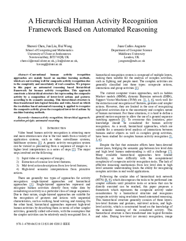 (PDF) A Hierarchical Human Activity Recognition Framework Based on ...