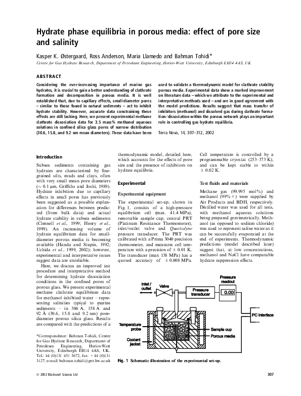 (PDF) Hydrate phase equilibria in porous media: effect of pore size and ...