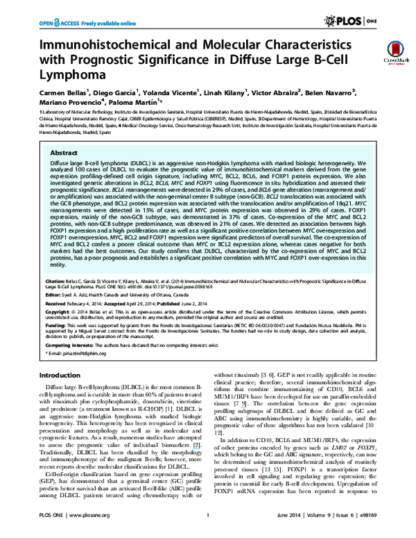 (PDF) Immunohistochemical and molecular characteristics with prognostic ...