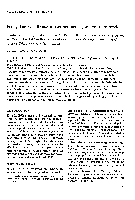 (PDF) Perceptions and attitudes of academic nursing students to research