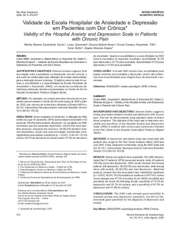 (PDF) [Validity of the hospital anxiety and depression scale in ...
