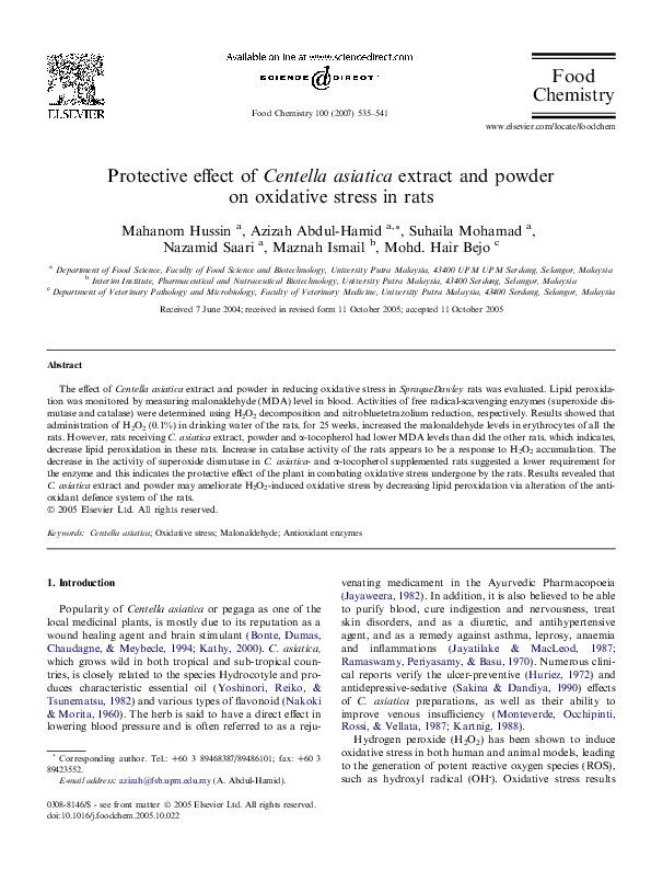 (PDF) Protective effect of Centella asiatica extract and powder on ...