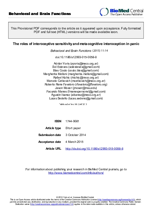 (PDF) The roles of interoceptive sensitivity and metacognitive ...