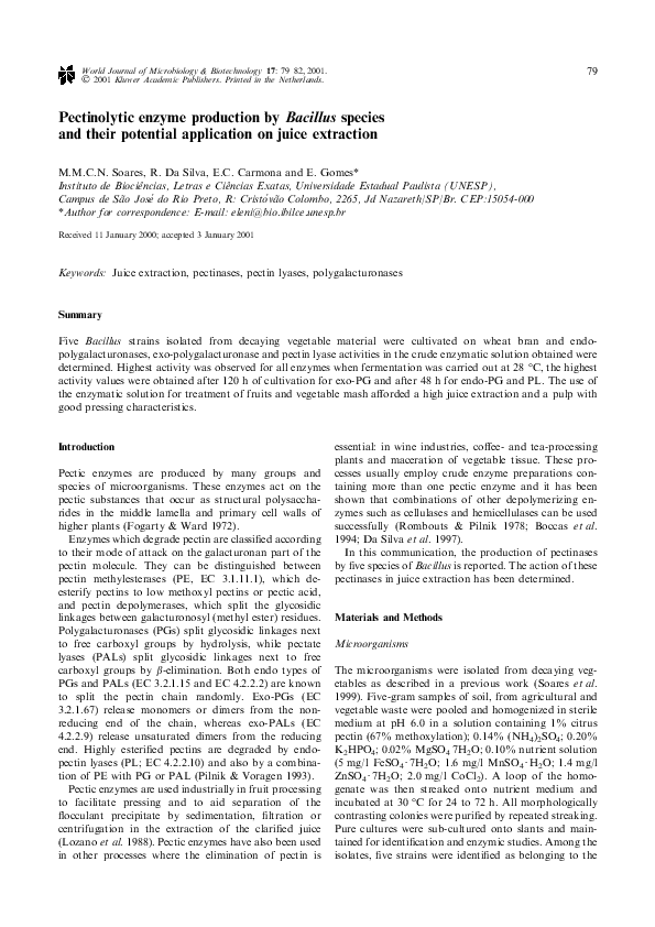 (PDF) Enzymes in Fruit Juice and Vegetable Processing Paula Novelli